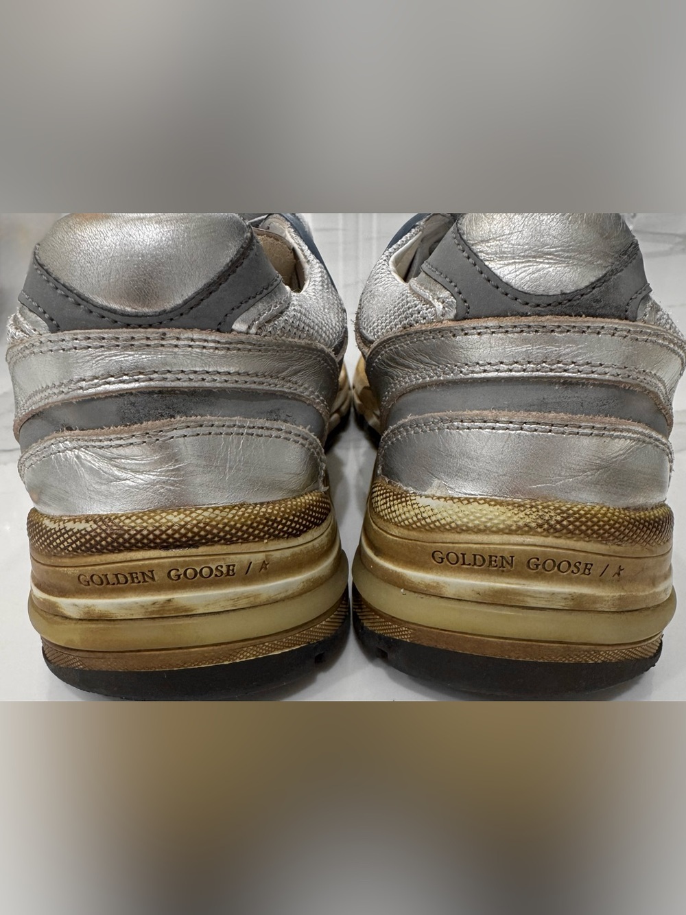 Golden Goose Women's Size 36 Dad-Star in silver laminated leather and mesh - Picture 12 of 15